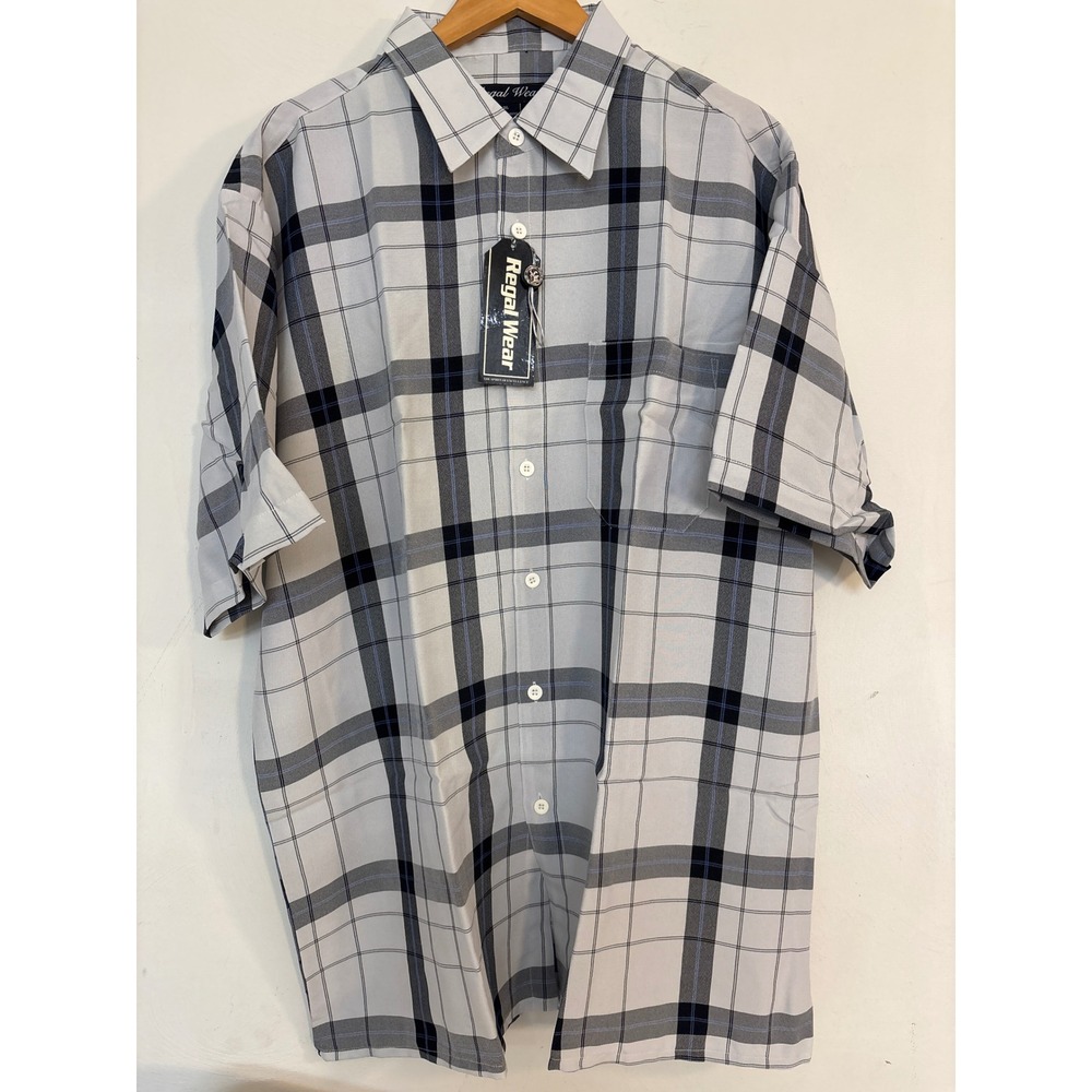 Regal Wear Mens 3XL Navy Plaid Short Sleeve Button Down Shirt Urban Streetwear